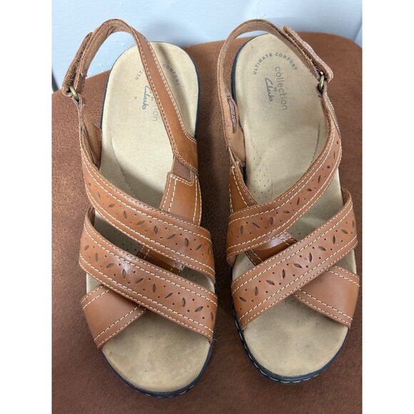 CLARKS LEXI PEARL WOMENS SIZE 8 SLINGBACK WEDGES ULTIMATE COMFORT LIGHTWEIGHT - Picture 4 of 8